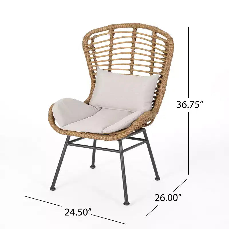 Fauteuils de club Christopher Knight Home Habra en osier et fer forgé avec coussins