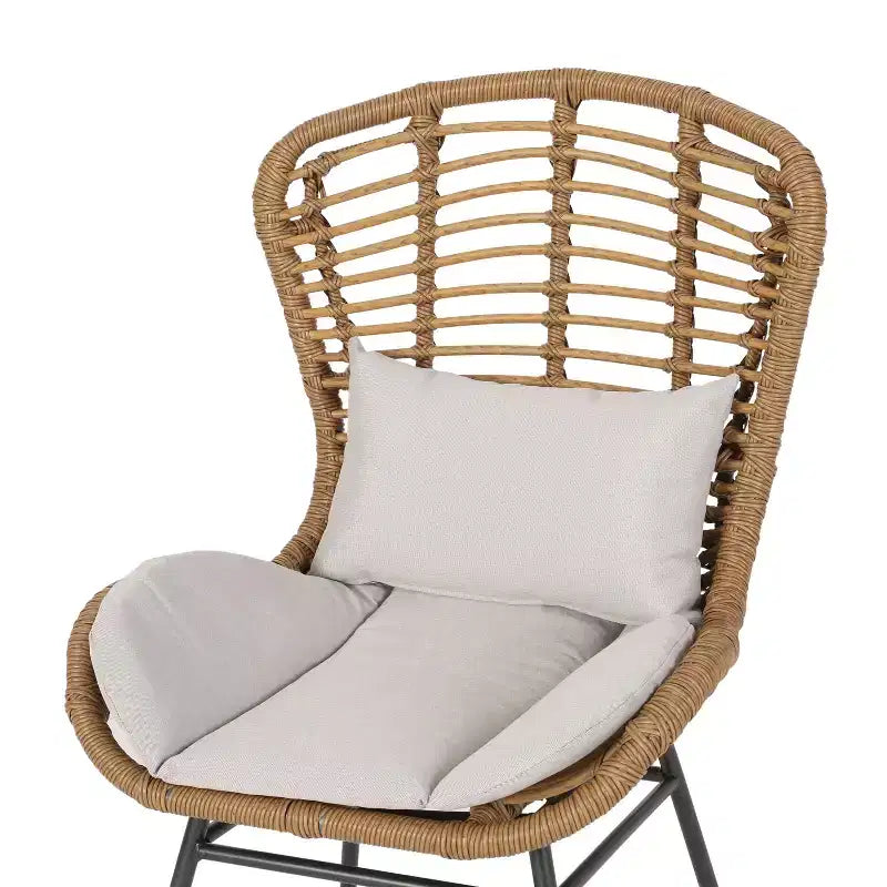 Fauteuils de club Christopher Knight Home Habra en osier et fer forgé avec coussins