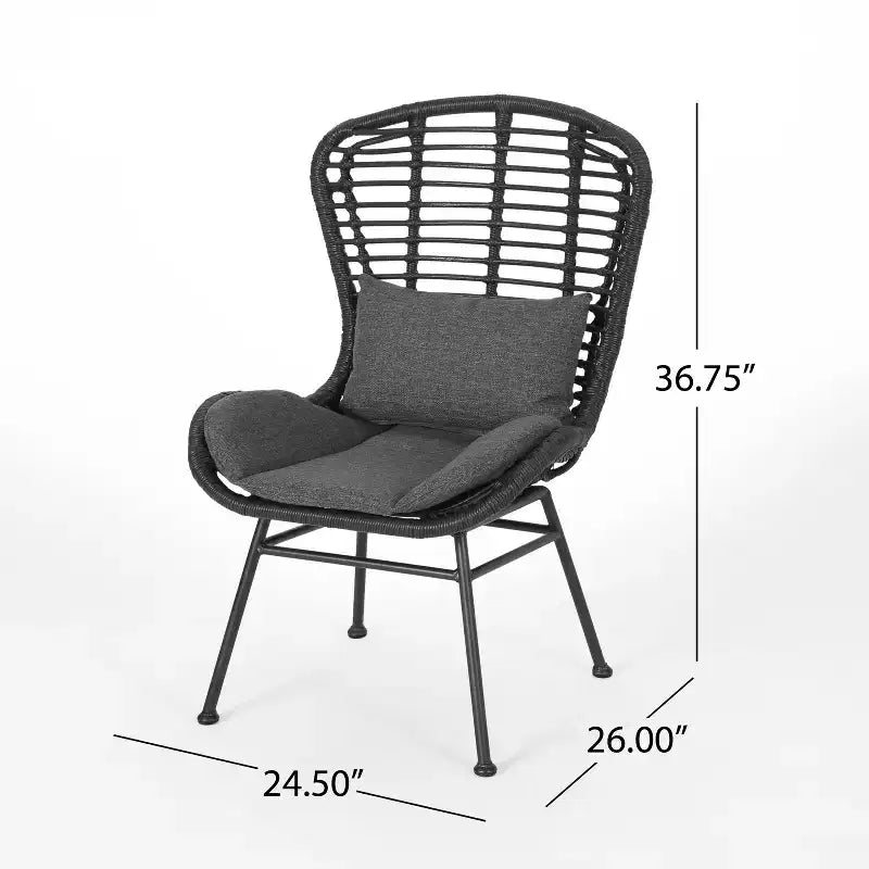 Fauteuils de club Christopher Knight Home Habra en osier et fer forgé avec coussins