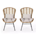 Christopher Knight Home Habra Wicker Iron Frame Club Chairs with Cushions