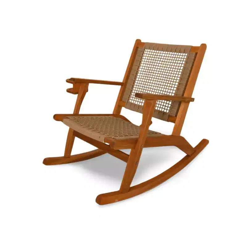 Aspect Living Vega Rocking Chair with Beverage Holder Natural Finish Wooden Chair, Patio, Backyard, Indoor & Outdoor Use - Robust Wood Construction