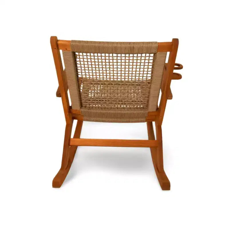 Chaise à bascule Aspect Living Vega avec porte-gobelet, finition naturelle, pour terrasse, jardin, intérieur et extérieur - Construction en bois robuste