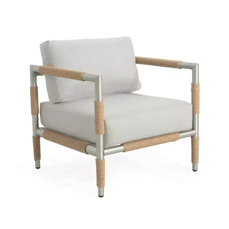 Christopher Knight Home Wevin Aluminum Chair with Cushions, Light Grey