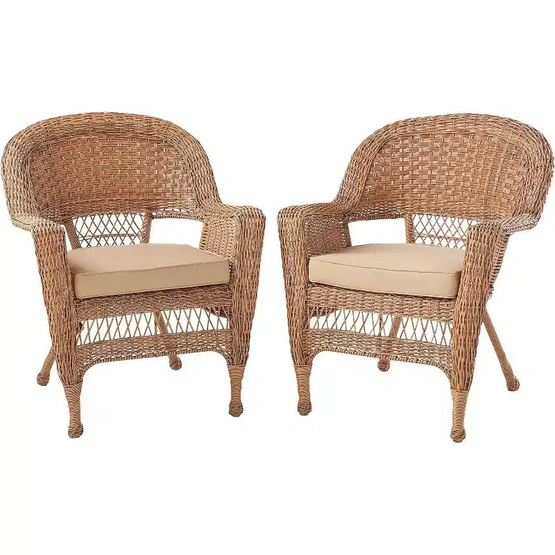 HomeStock Honey Coastal Craftsman Chaise Ensemble de 2 avec coussins