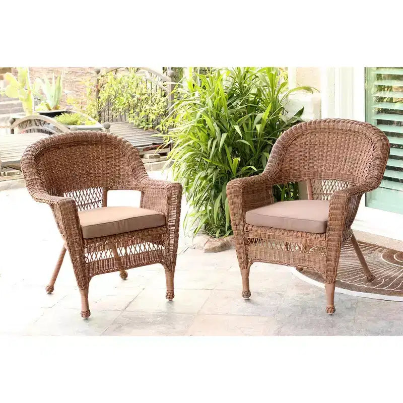 HomeStock Honey Coastal Craftsman Chaise Ensemble de 2 avec coussins