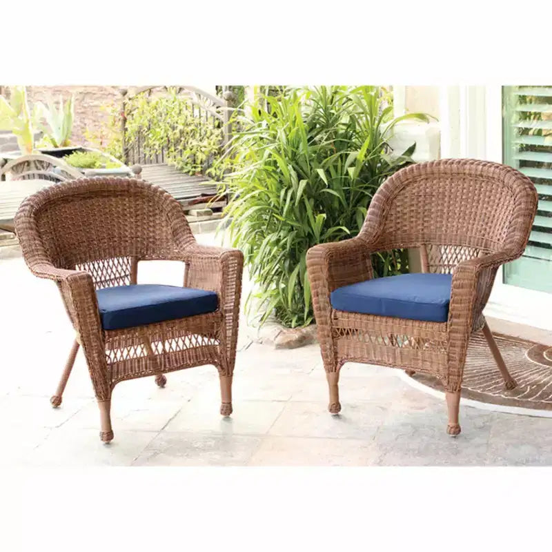 HomeStock Honey Coastal Craftsman Chaise Ensemble de 2 avec coussins