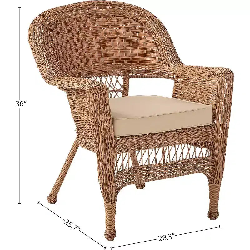 HomeStock Honey Coastal Craftsman Chaise Ensemble de 2 avec coussins
