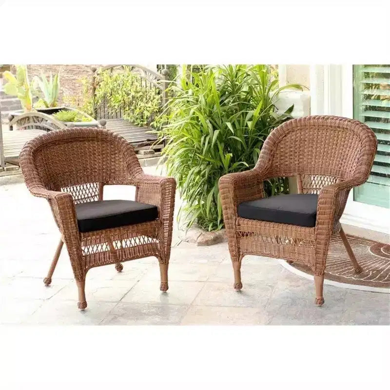 HomeStock Honey Coastal Craftsman Chaise Ensemble de 2 avec coussins