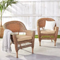 HomeStock Honey Coastal Craftsman Chair Set of 2 with Cushions