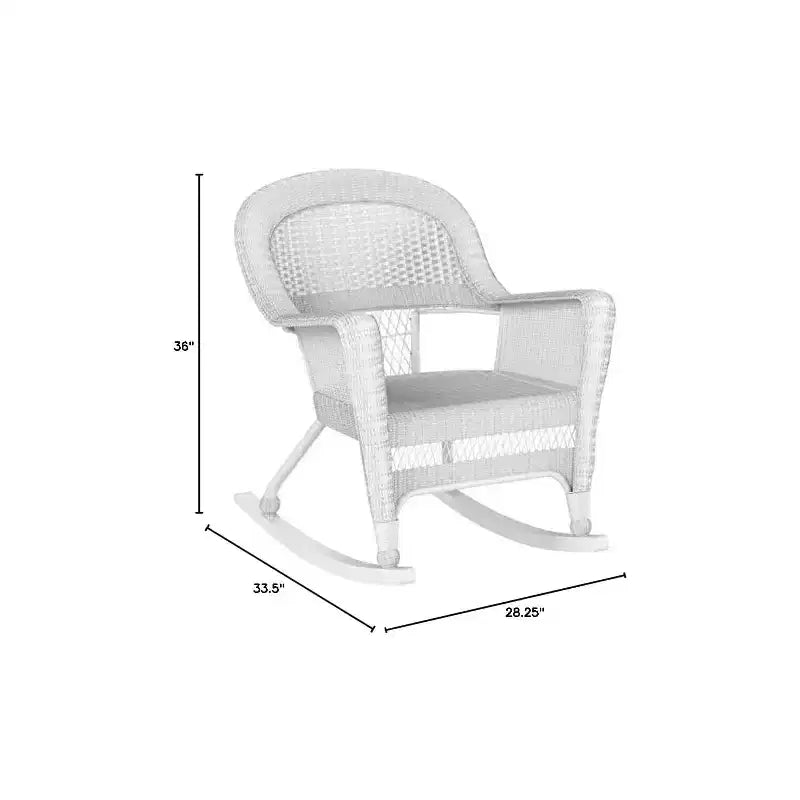 HomeStock Motifs Modernes – Lot de 2 chaises de patio, chaises à bascule d'extérieur en résine tressée blanche, cadre en acier pour plus de durabilité, empilables pour le rangement