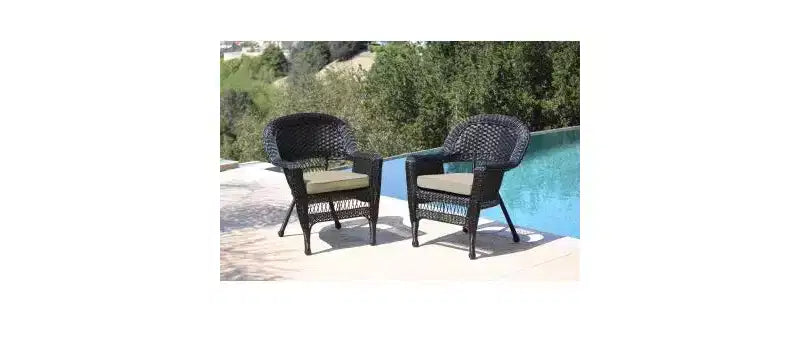 Chaises en osier HomeStock avec coussin - Lot de 2