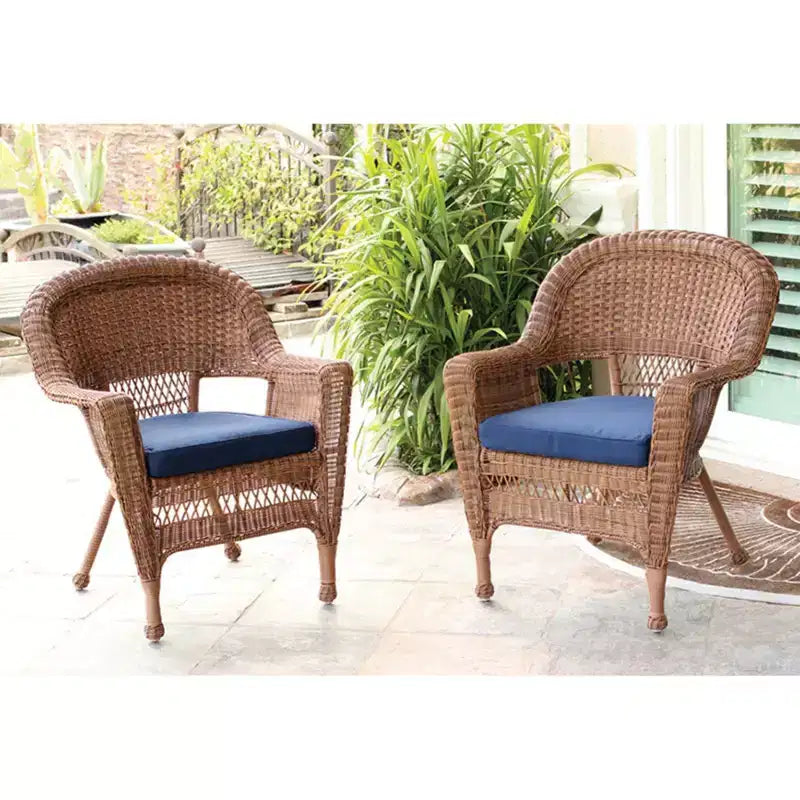 Chaises en osier HomeStock avec coussin - Lot de 2