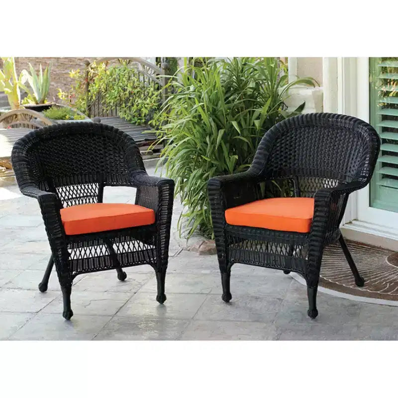 Chaises en osier HomeStock avec coussin - Lot de 2