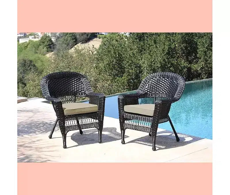 HomeStock Wicker Chair with Cushion - Set of 2