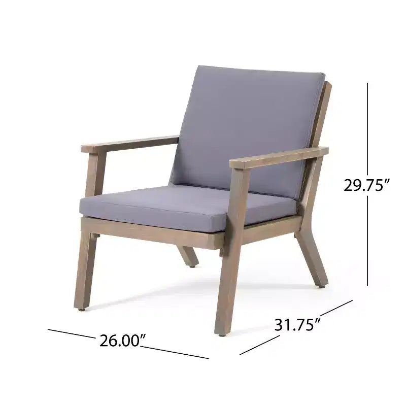 GDFStudio Avacyn Chaises de club d'extérieur en bois d'acacia avec coussins (Lot de 2)