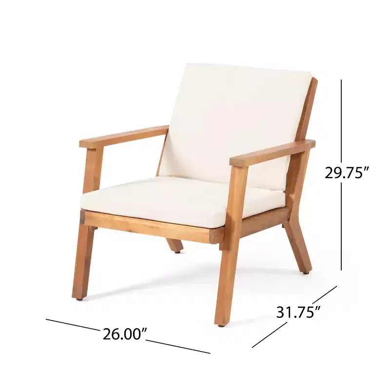 GDFStudio Avacyn Chaises de club d'extérieur en bois d'acacia avec coussins (Lot de 2)