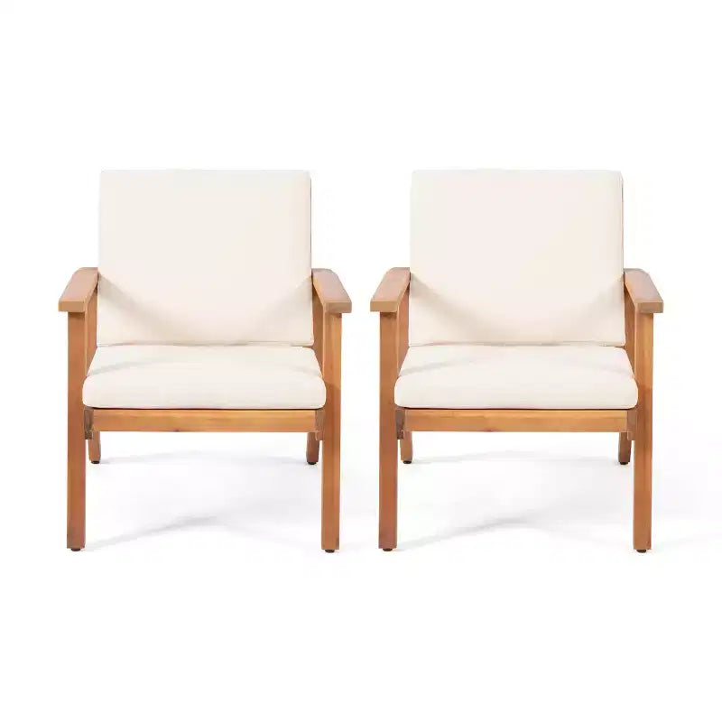 GDFStudio Avacyn Outdoor Acacia Wood Club Chairs with Cushions (Set of 2)