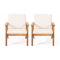 GDFStudio Avacyn Outdoor Acacia Wood Club Chairs with Cushions (Set of 2)