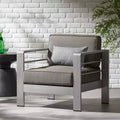 Christopher Knight Home Cape Coral Outdoor Aluminum Club Chair with Cushions, Silver/Khaki