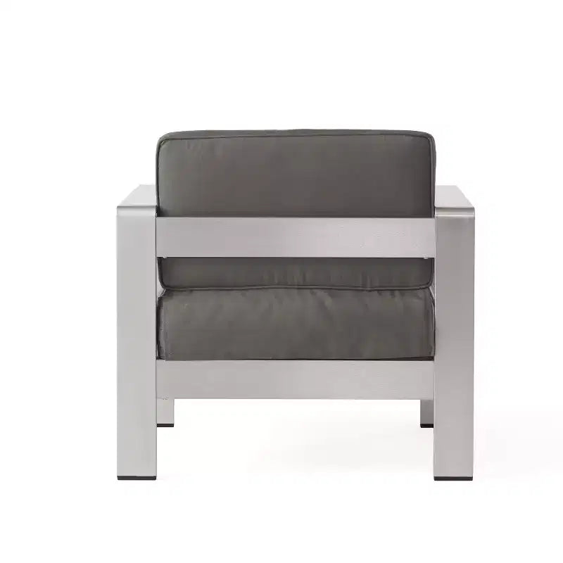 Christopher Knight Home Cape Coral Fauteuil de club d'extérieur en aluminium avec coussins, Argent/Kaki