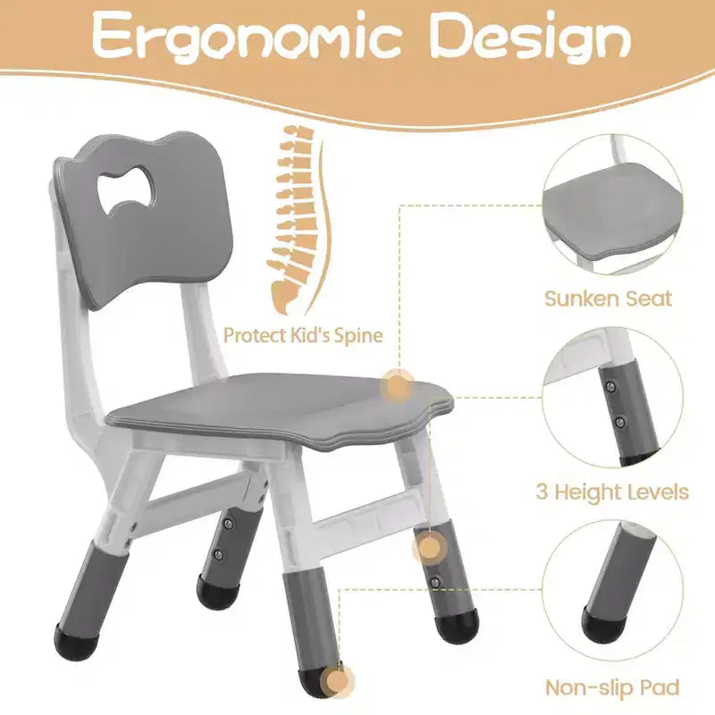 Table et 6 chaises pour enfants avec boîte de rangement, ensemble table et chaises réglables en hauteur pour tout-petits de 2 à 10 ans