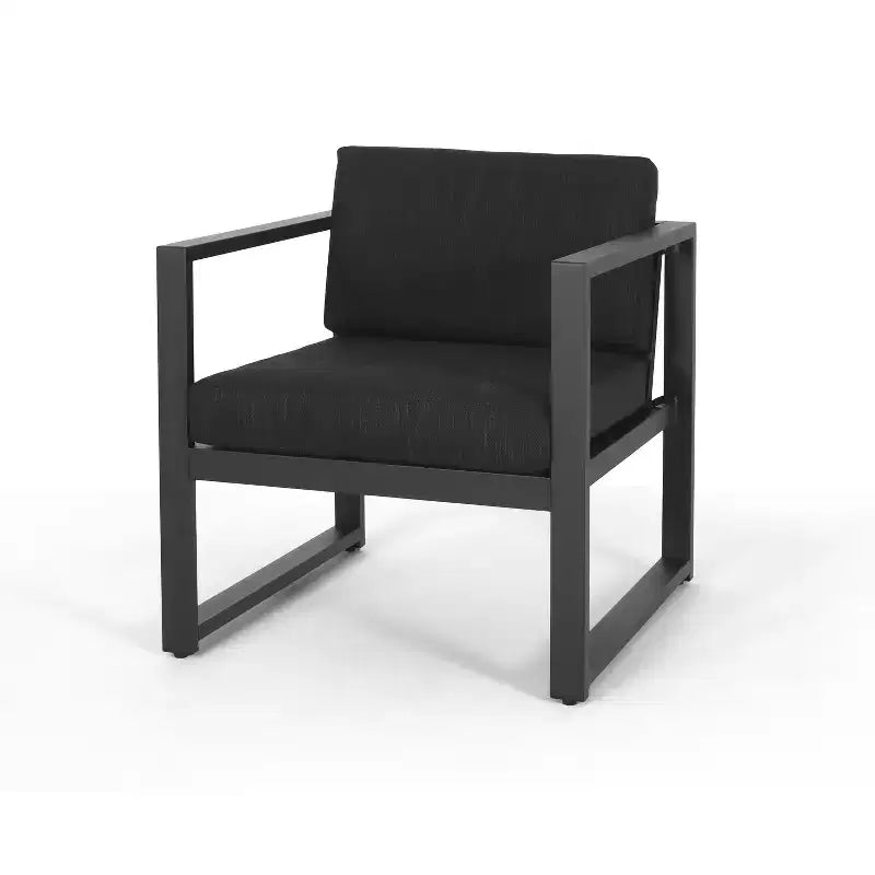 Christopher Knight Home Navan Fauteuil de club moderne d'extérieur en aluminium avec coussins, Noir/Gris foncé