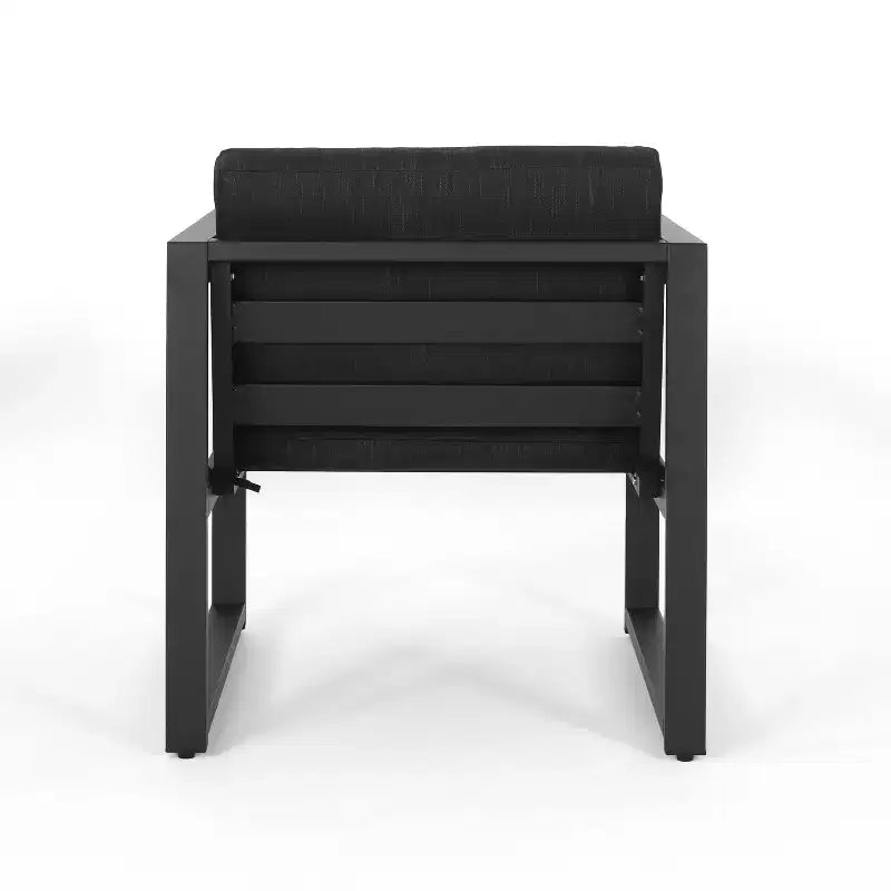 Christopher Knight Home Navan Fauteuil de club moderne d'extérieur en aluminium avec coussins, Noir/Gris foncé