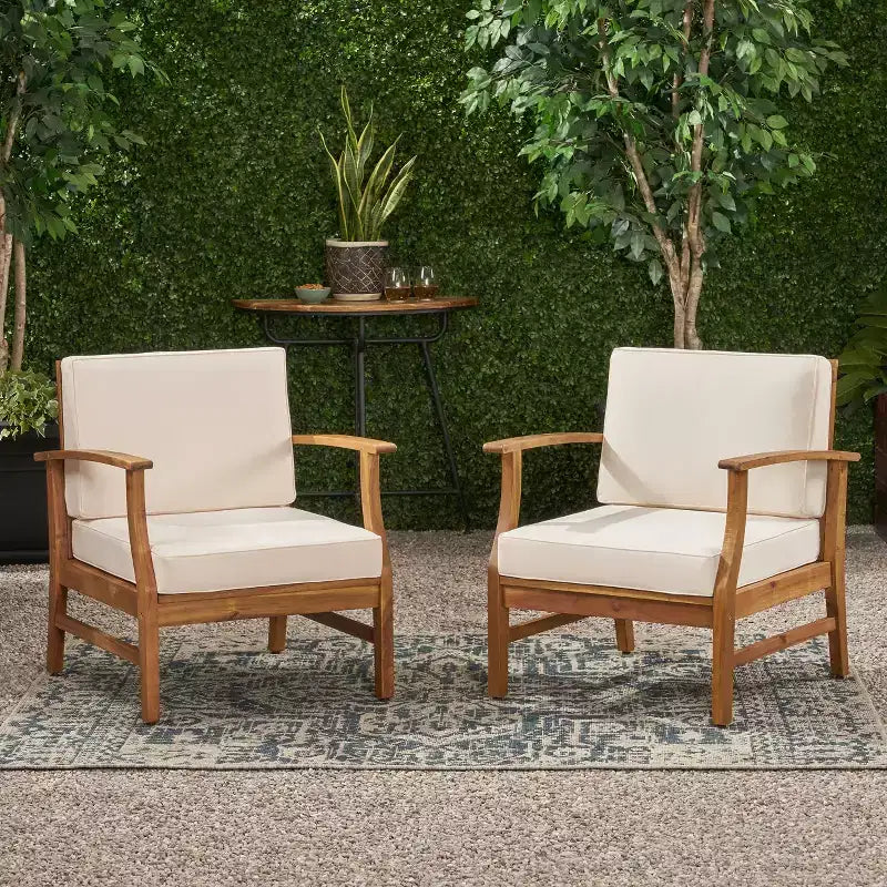 Christopher Knight Home Abena Fauteuils de jardin en bois d'acacia avec coussins (lot de 2)