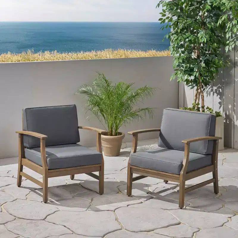 Christopher Knight Home Abena Fauteuils de jardin en bois d'acacia avec coussins (lot de 2)