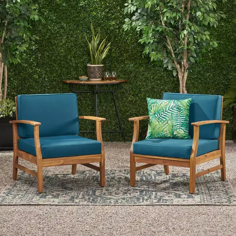 Christopher Knight Home Abena Fauteuils de jardin en bois d'acacia avec coussins (lot de 2)
