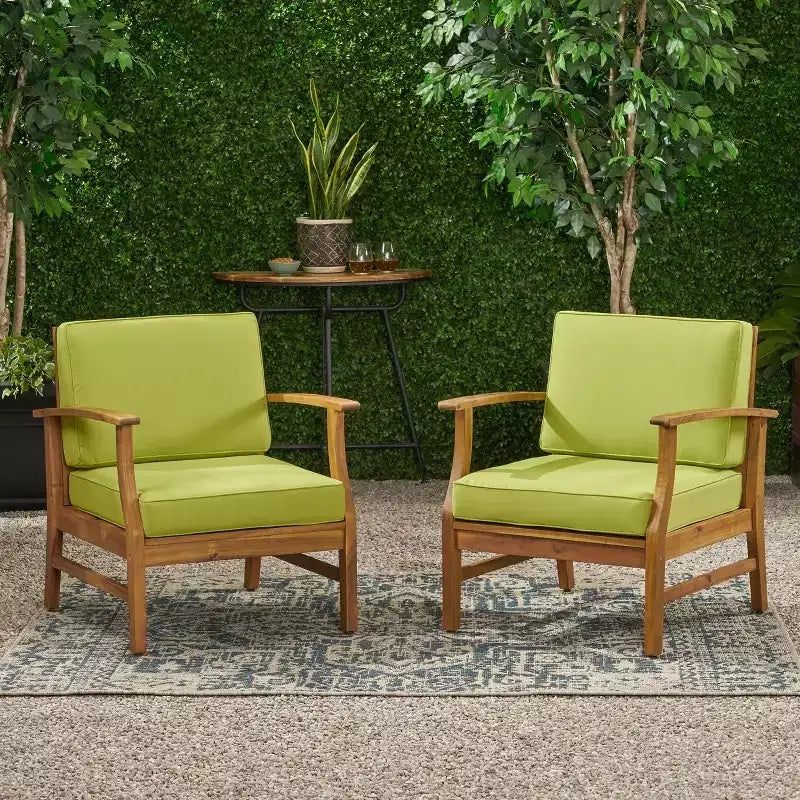 Christopher Knight Home Abena Fauteuils de jardin en bois d'acacia avec coussins (lot de 2)