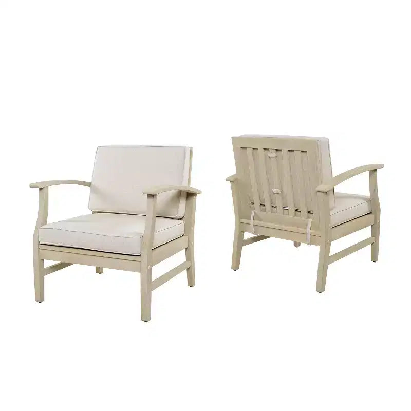 Christopher Knight Home Abena Fauteuils de jardin en bois d'acacia avec coussins (lot de 2)