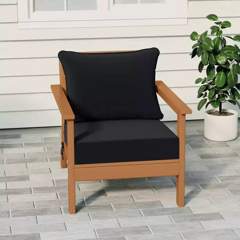 Fauteuil de jardin moderne WestinTrends Avalon en teck et HDPE avec coussins d'assise profonds