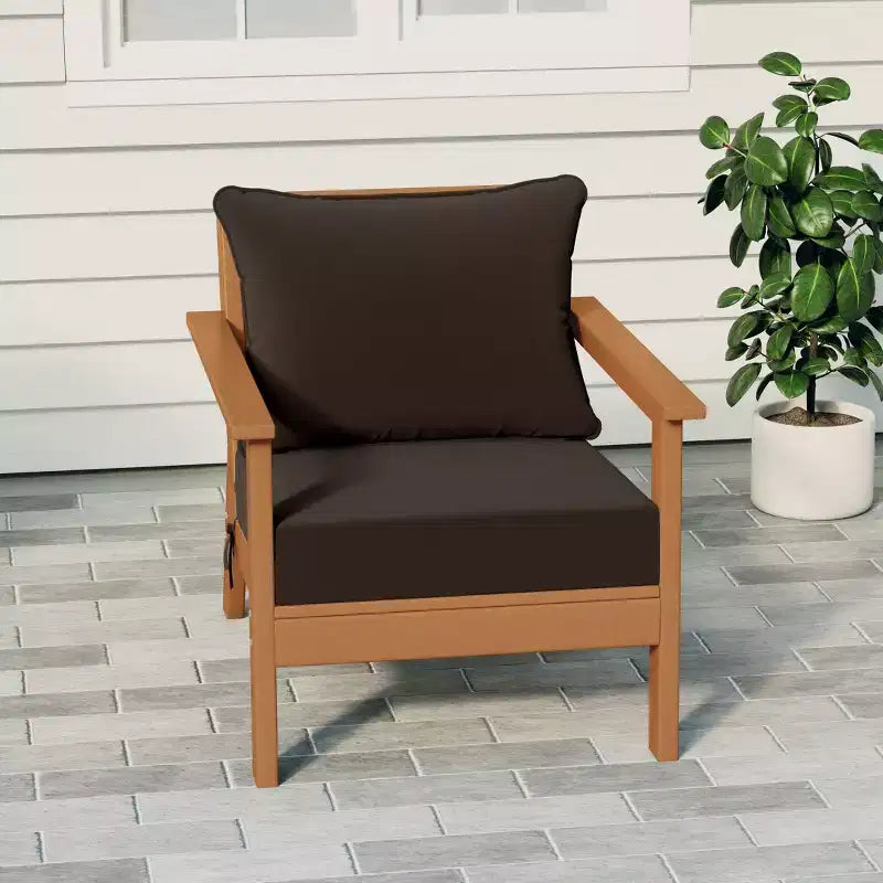 Fauteuil de jardin moderne WestinTrends Avalon en teck et HDPE avec coussins d'assise profonds