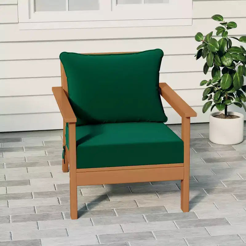 Fauteuil de jardin moderne WestinTrends Avalon en teck et HDPE avec coussins d'assise profonds