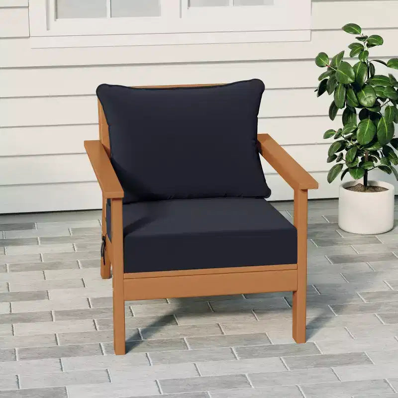 Fauteuil de jardin moderne WestinTrends Avalon en teck et HDPE avec coussins d'assise profonds