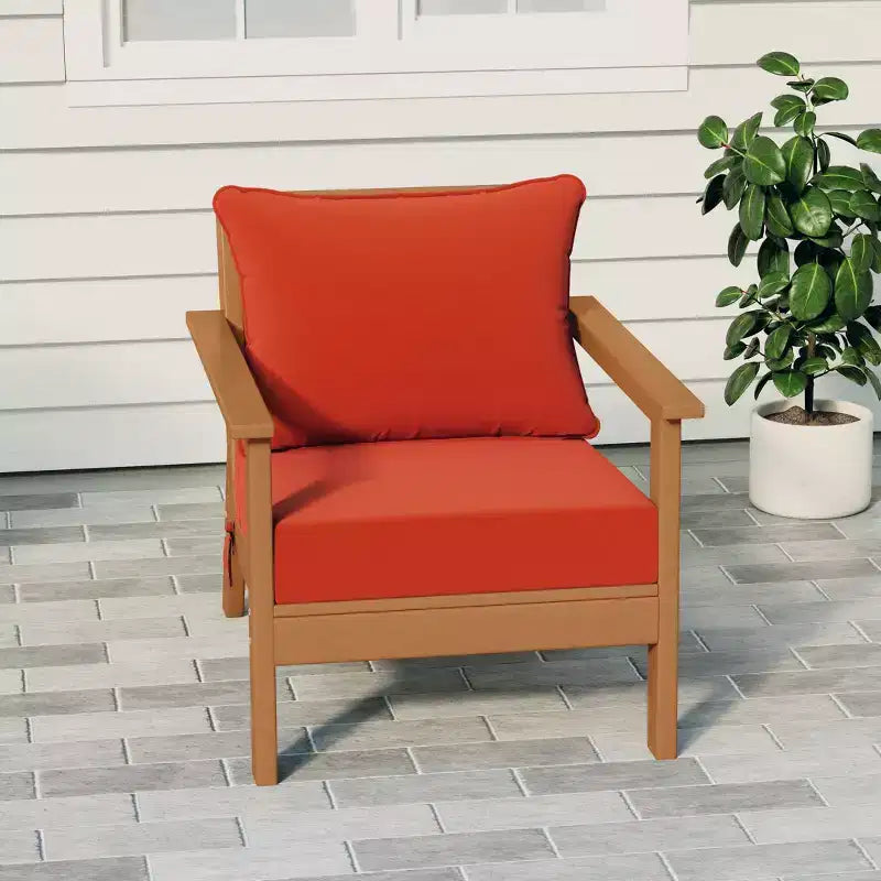 Fauteuil de jardin moderne WestinTrends Avalon en teck et HDPE avec coussins d'assise profonds