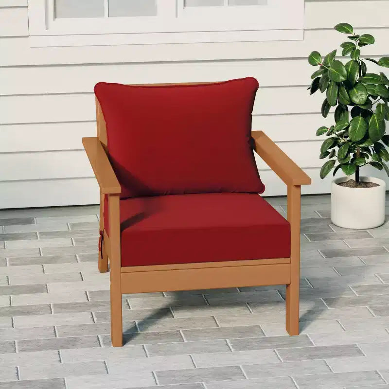 Fauteuil de jardin moderne WestinTrends Avalon en teck et HDPE avec coussins d'assise profonds