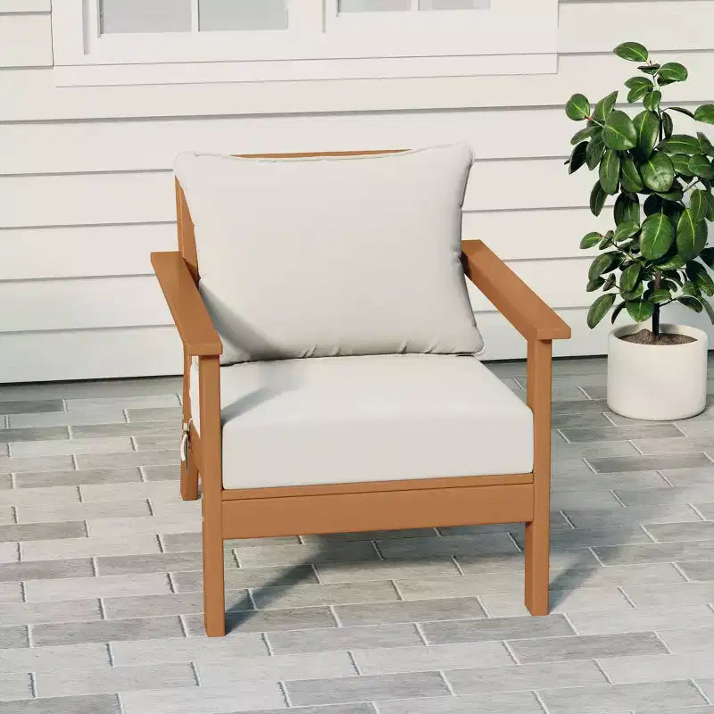 Fauteuil de jardin moderne WestinTrends Avalon en teck et HDPE avec coussins d'assise profonds