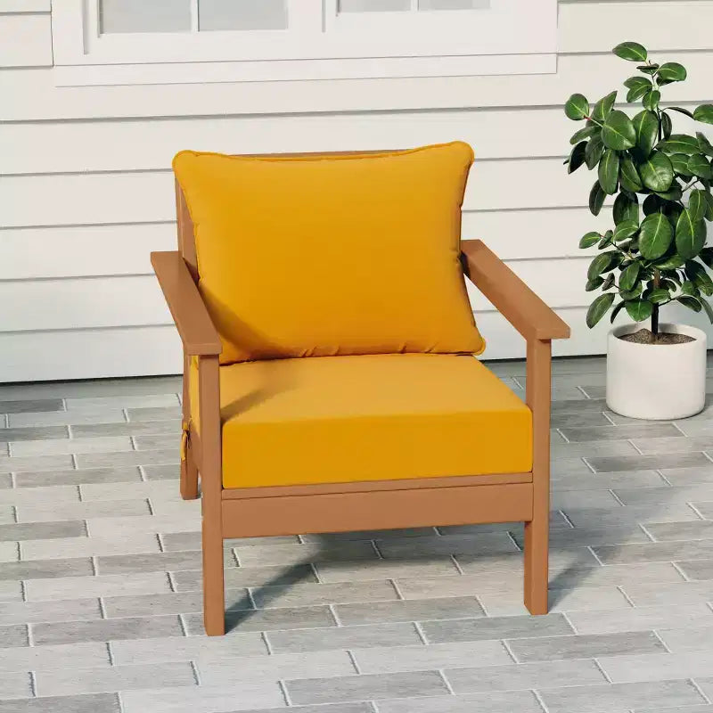 Fauteuil de jardin moderne WestinTrends Avalon en teck et HDPE avec coussins d'assise profonds