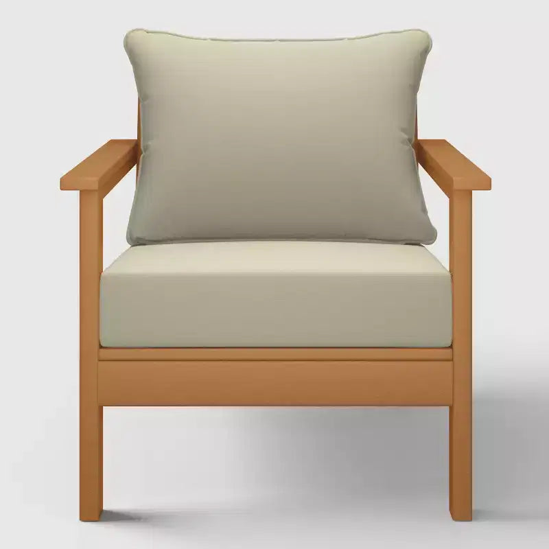 WestinTrends Avalon Teak Outdoor Modern HDPE Patio Club Chair with Deep Seat Cushions