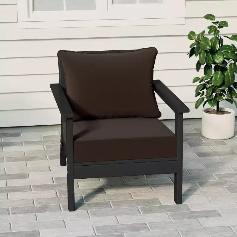 Fauteuil de jardin moderne WestinTrends Avalon noir en PEHD avec coussins d'assise épais