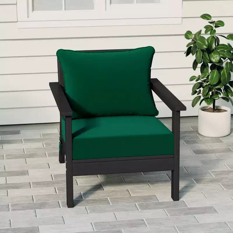 Fauteuil de jardin moderne WestinTrends Avalon noir en PEHD avec coussins d'assise épais