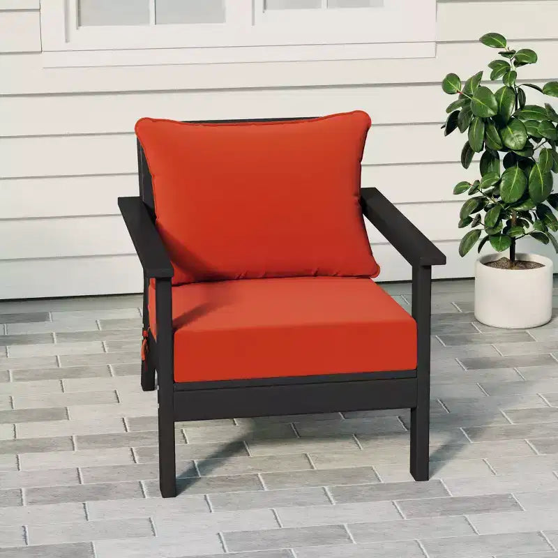 Fauteuil de jardin moderne WestinTrends Avalon noir en PEHD avec coussins d'assise épais