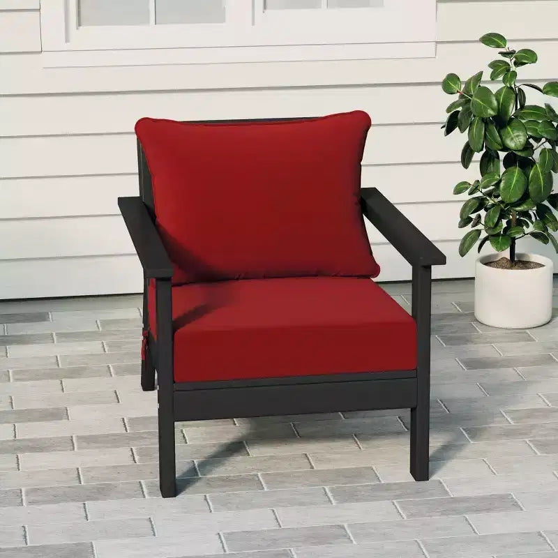 Fauteuil de jardin moderne WestinTrends Avalon noir en PEHD avec coussins d'assise épais