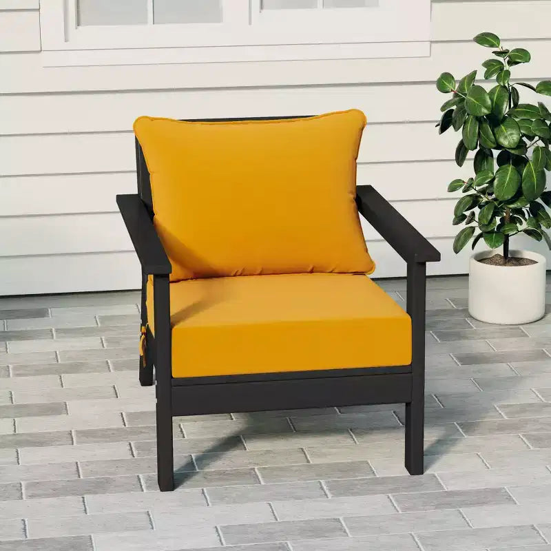 Fauteuil de jardin moderne WestinTrends Avalon noir en PEHD avec coussins d'assise épais