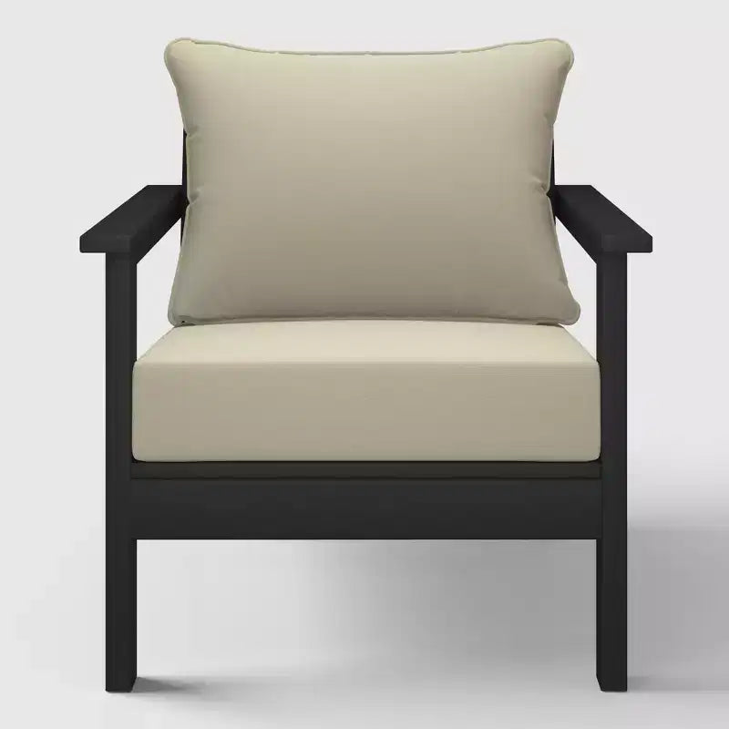 WestinTrends Avalon Black Outdoor Modern HDPE Patio Club Chair with Deep Seat Cushions