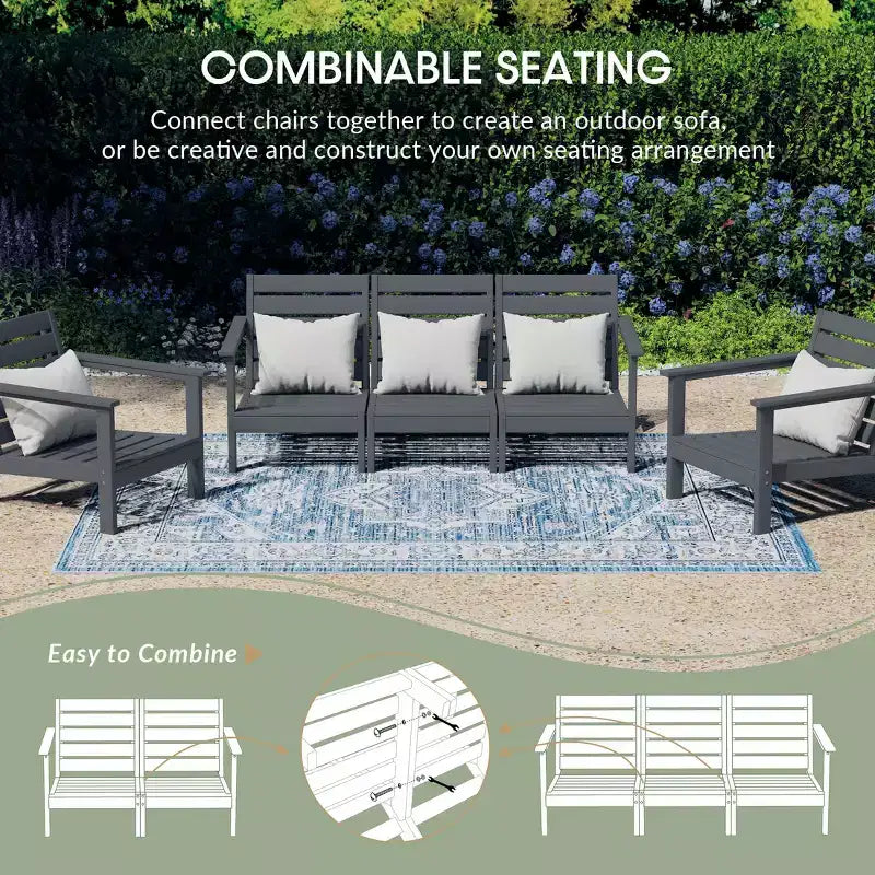 Chaise de coin à dossier profond WestinTrends Avalon en PEHD pour patio extérieur avec accoudoir gauche