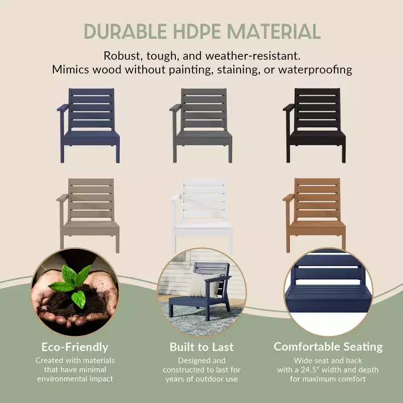 Chaise de coin à dossier profond WestinTrends Avalon en PEHD pour patio extérieur avec accoudoir gauche