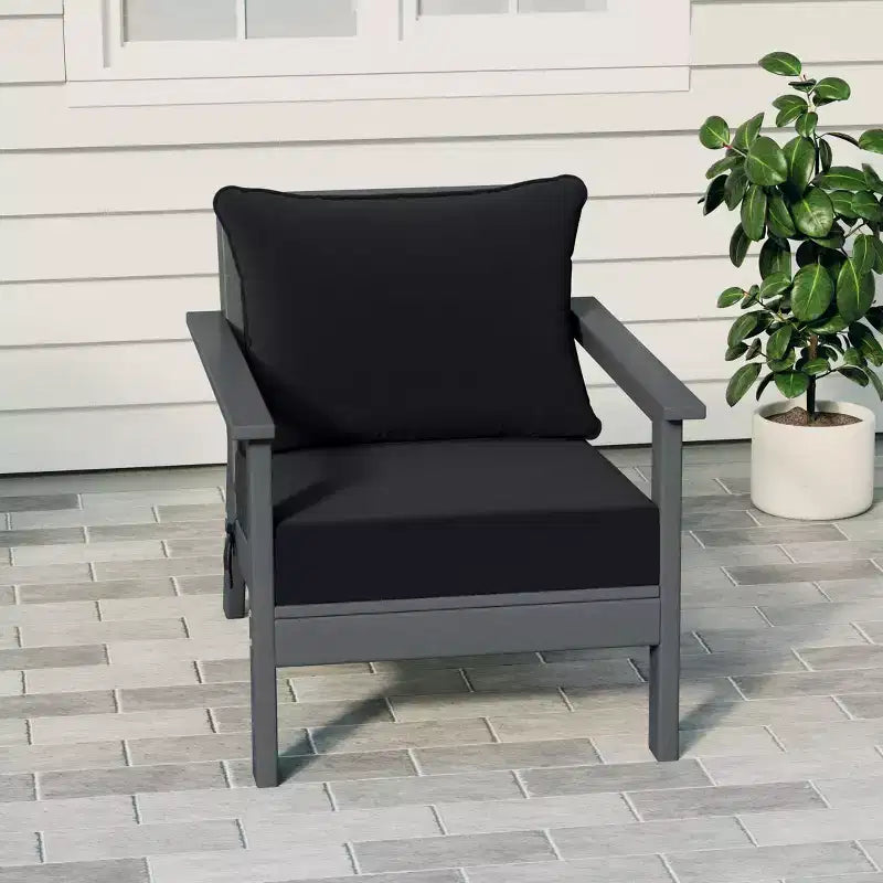 WestinTrends Fauteuil de jardin moderne Avalon Gray en PEHD avec coussins d'assise épais